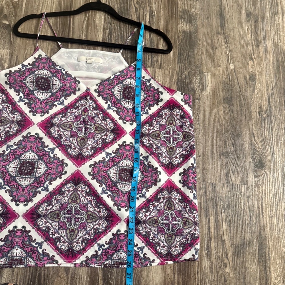 LOFT Womens XL Magenta Medallion Paisley Lightweight V-Neck Lined Camisole - Picture 9 of 10
